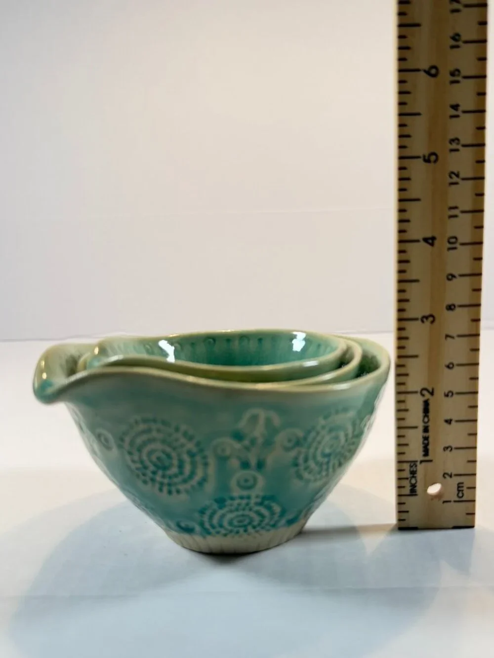 Anthropologie Old Havana Nesting Prep Bowls Set of 3 Mint Turquoise Portugal